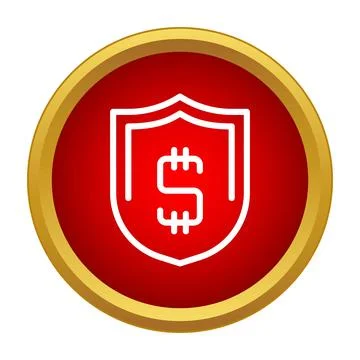Shield protecting dollar currency symbol on red background Stock Illustration