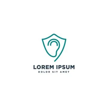 Shield protecting ear concept logo template for corporate Stock Illustration