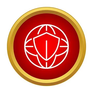 Shield protecting global network internet security icon 스톡 일러스트