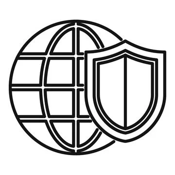 Shield protecting globe symbolizing global security and protection Illustrazione stock