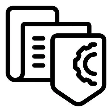 Shield protecting important documents with gear icon Stock Illustration