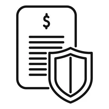 Shield protecting invoice representing financial security concept Illustrazione stock