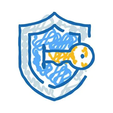 Shield protecting keyhole securing digital information access Stock Illustration