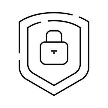 Shield protecting a padlock symbolizing digital security Illustrazione stock