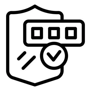 Shield protecting password with check mark icon for security access Stock Illustration