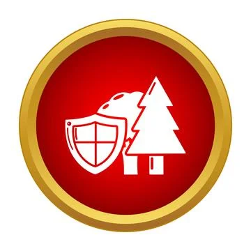Shield protecting trees representing environmental protection icon Stock Illustration