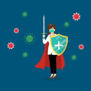 Shield protecting virus icons Stock Illustration