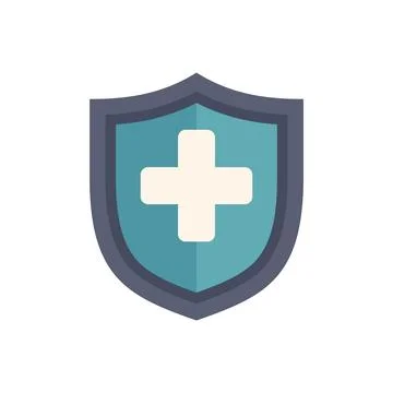 Shield protecting white cross providing healthcare coverage Stock Illustration