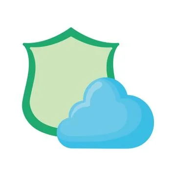 Shield protection cloud computing on white background Stock Illustration