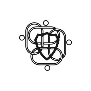 Shield protection Commitment Teamwork Together Outline Logo イラスト素材