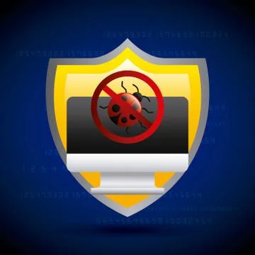 Shield protection computer virus security Illustrazione stock