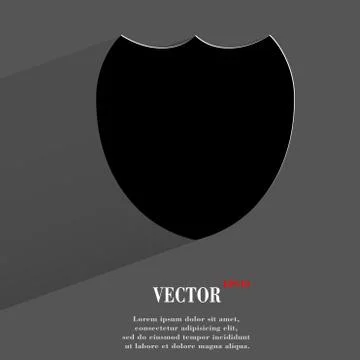 Shield protection. Flat modern web button with long shadow and space for your 库存插图