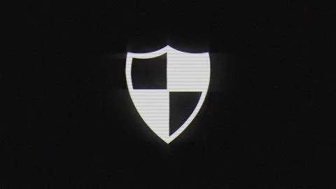 Shield protection in glitch effect mp4 video Stock Illustration