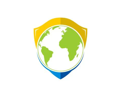 Shield protection with green world inside Illustrazione stock
