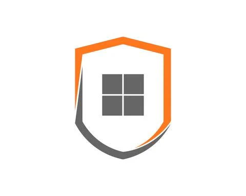 Shield protection with house window in the middle Ilustración de archivo