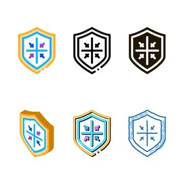 Shield protection icon pack vector outline Stock Illustration