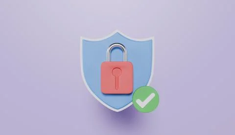 Shield protection icon with padlock and check mark Security Protection guard Stock Illustration