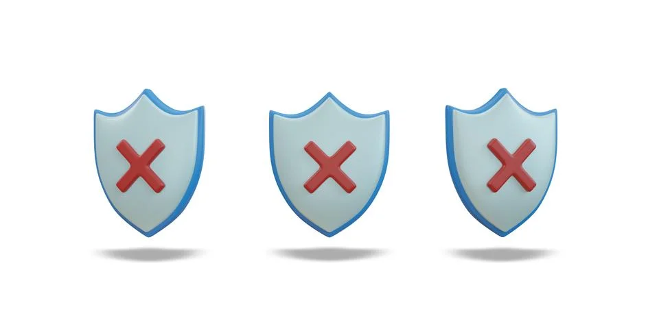 Shield protection icon. Security data concept. clipping path. 3D rendering. Stock Illustration