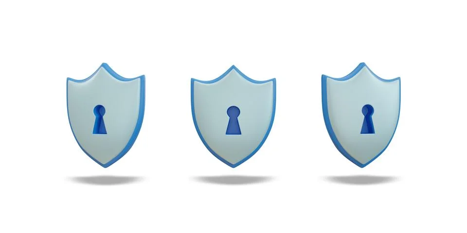 Shield protection icon. Security data concept. clipping path. 3D rendering. Stock Illustration