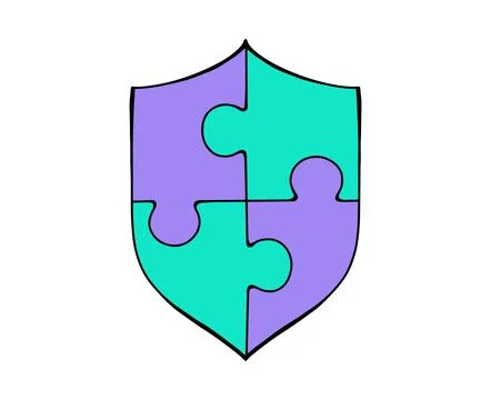 Shield protection jigsaw puzzle vector Stock Illustration