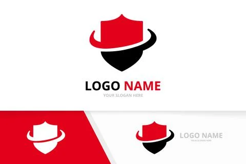 Shield protection logo template. Security logotype design. Stock Illustration