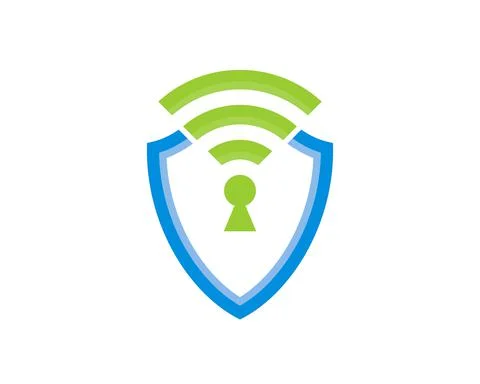Shield protection with network connection symbol in the middle Stock Illustration