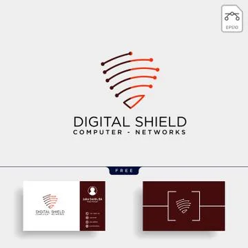 Shield protection network logo template vector illustration icon element Stock Illustration