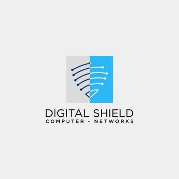 Shield protection network logo template vector illustration icon element Stock Illustration