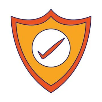 Shield protection online security isolated blue lines Stock Illustration