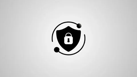 Shield protection with padlock icon animation on white background, security.. Stock Footage 346496331