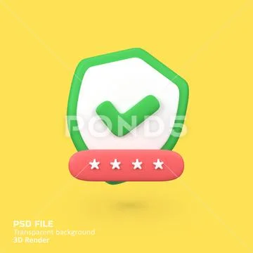 Shield protection with password isolated 3d render icon illustration PSD Template