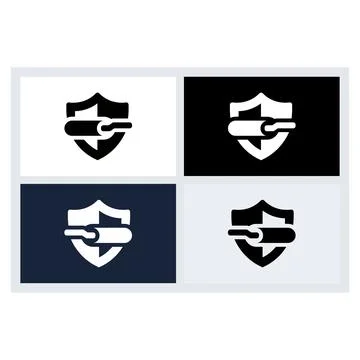 Shield Protection Roller Icon Set Vector Stock-Illustration