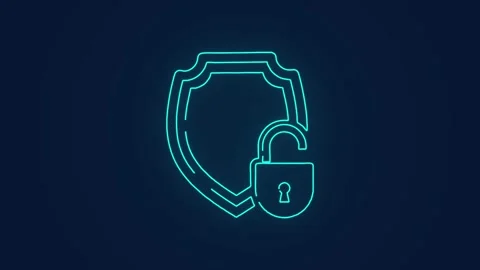 Shield protection unlocked data privacy at risk technology animation Stock Footage 274689588