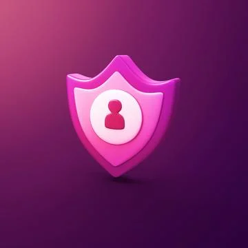 Shield protection user - stylized 3d CGI icon object, Not gen Ai Stock Illustration