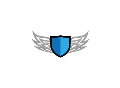 Shield protection with wings logo Stock Illustration