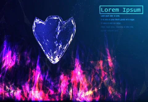 The shield protects against damage to fire consisting of polygons. The concep Stock Illustration