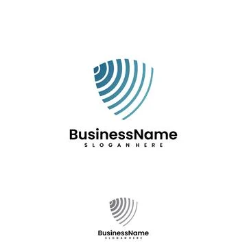 Shield Radar and sonar scanner abstract line logo design Stock Illustration