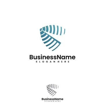 Shield Radar and sonar scanner abstract wave line logo design Stock Illustration