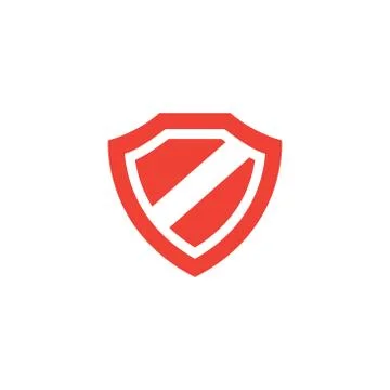Shield Red Icon On White Background. Red Flat Style Vector Illustration. Stock Illustration