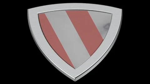 Shield red silver medieval 3d illustration render Stock Illustration