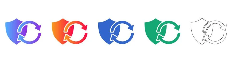 Shield Refresh Icons for Data Security Stock Illustration