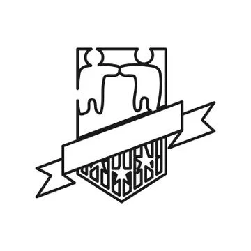 Shield ribbon empty Commitment Teamwork Together Outline Logo Stock Illustration