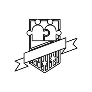 Shield Ribbon puzzle Commitment Teamwork Together Outline Logo イラスト素材