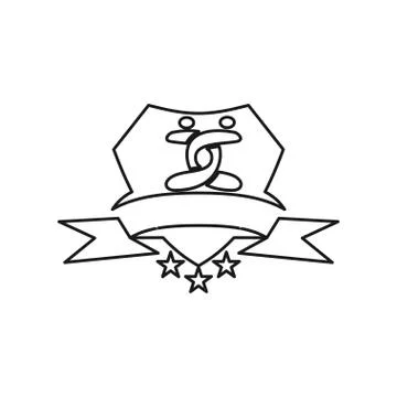 Shield ribbon secure Commitment Teamwork Together Outline Logo Illustrazione stock