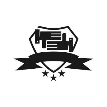 Shield Ribbon Star Commitment Teamwork Together Black Logo イラスト素材