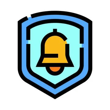 Shield with ringing bell representing security alarm system Stock Illustration