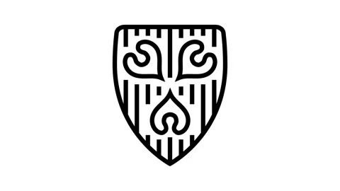 Shield royal medieval heraldry line icon animation 스톡 동영상 326123806
