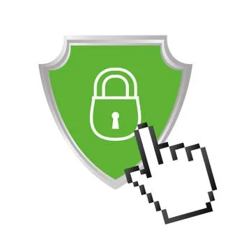 Shield with safe secure padlock and cursor Stock-Illustration