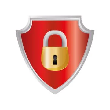 Shield with safe secure padlock Stock-Illustration