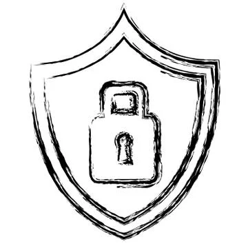 Shield with safe secure padlock Stock Illustration